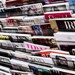 Rack of magazines