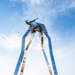 Futuristic sculpture used to illustrate digital transformation