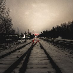 Railway tracks in snow