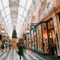 A shopping mall depicting Drupal commerce