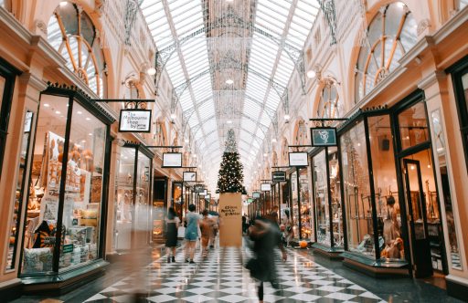 A shopping mall depicting Drupal commerce